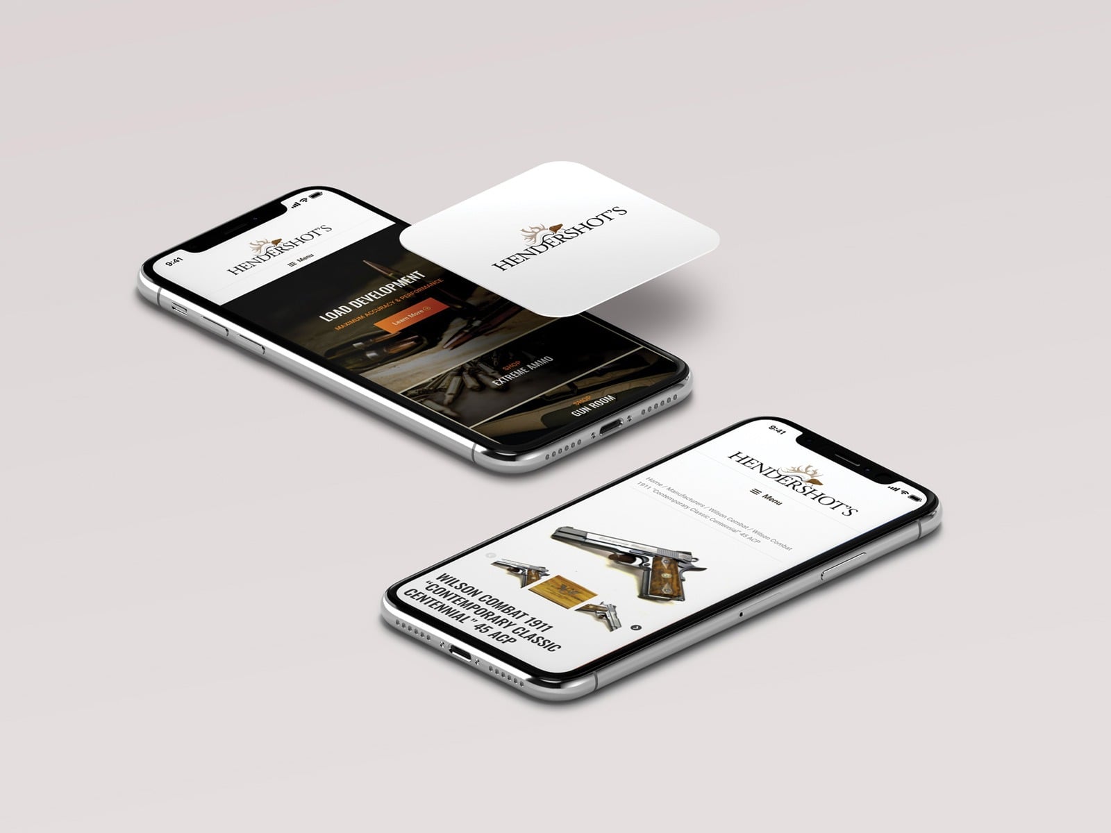 Two smartphones displaying a website for 