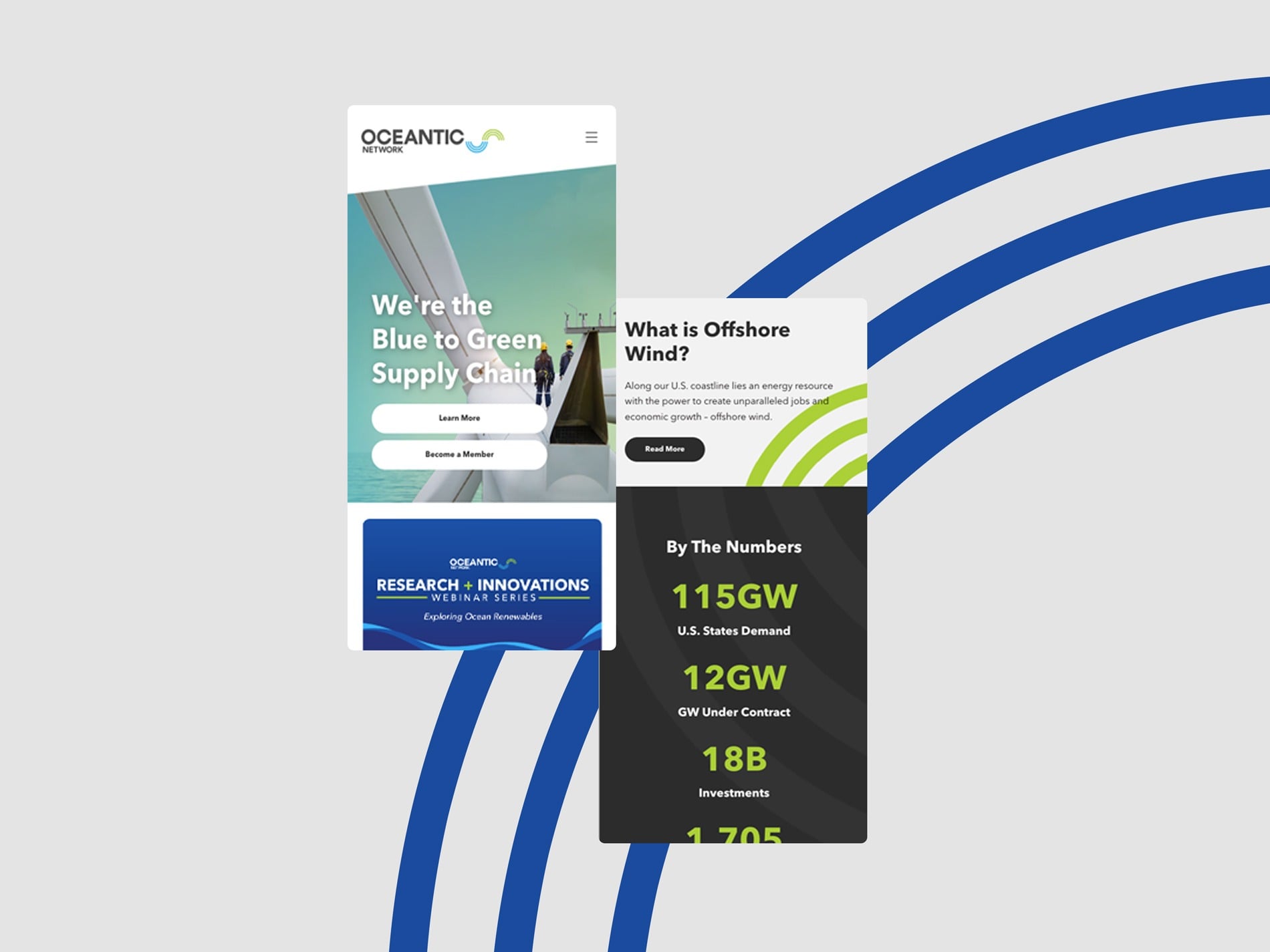 Statistics from the Oceantic website are pictured against an abstract geometric background